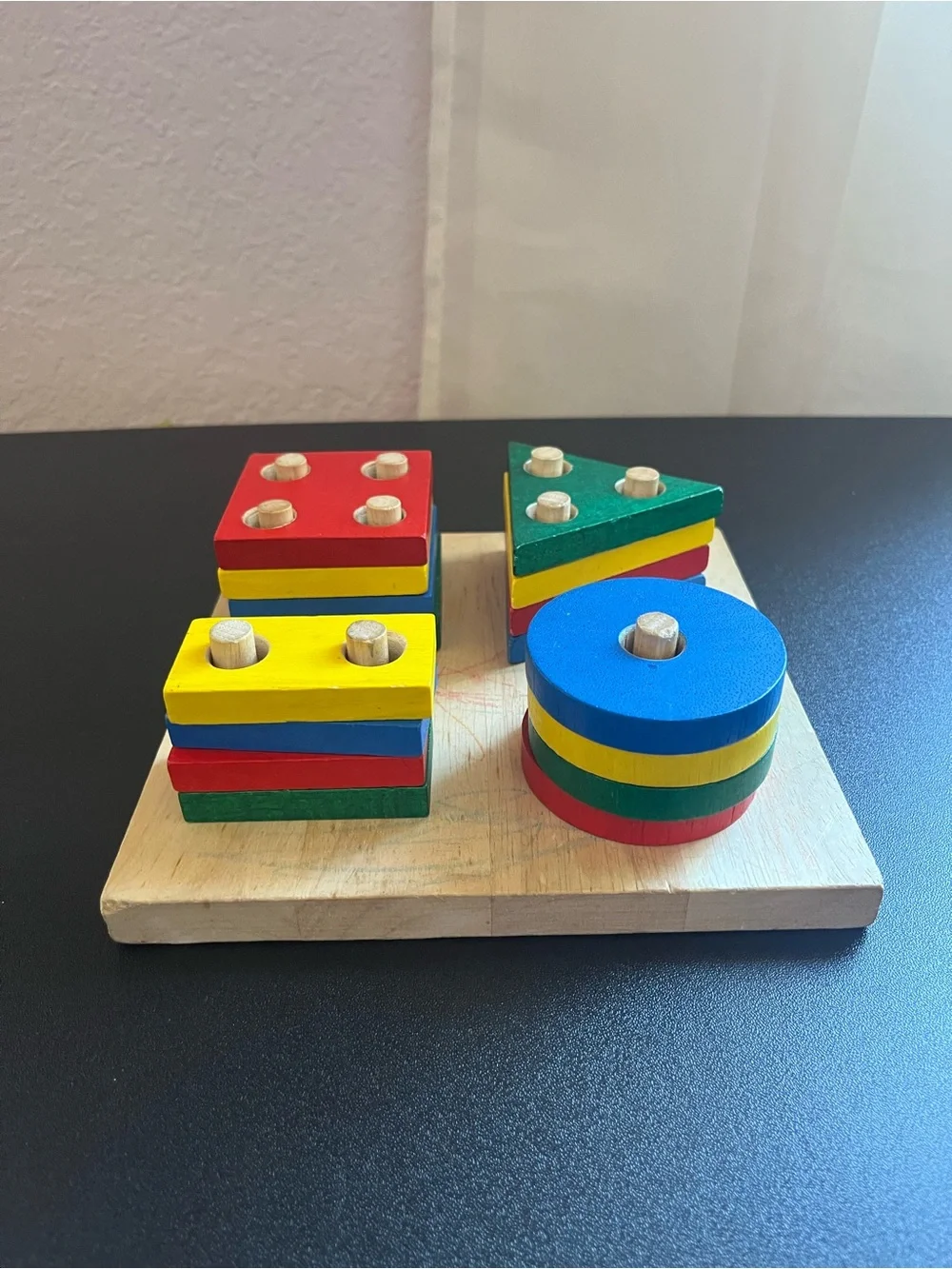 Wooden Shape Stacking Board - Multicolor Educational Toy for‎ Kids